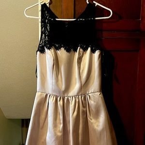 Champagne/ Black Lace homecoming dress